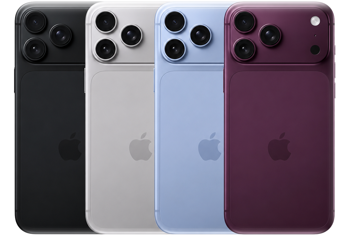 Três smartphones premium em composição escura e minimalista